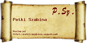Petki Szabina névjegykártya
